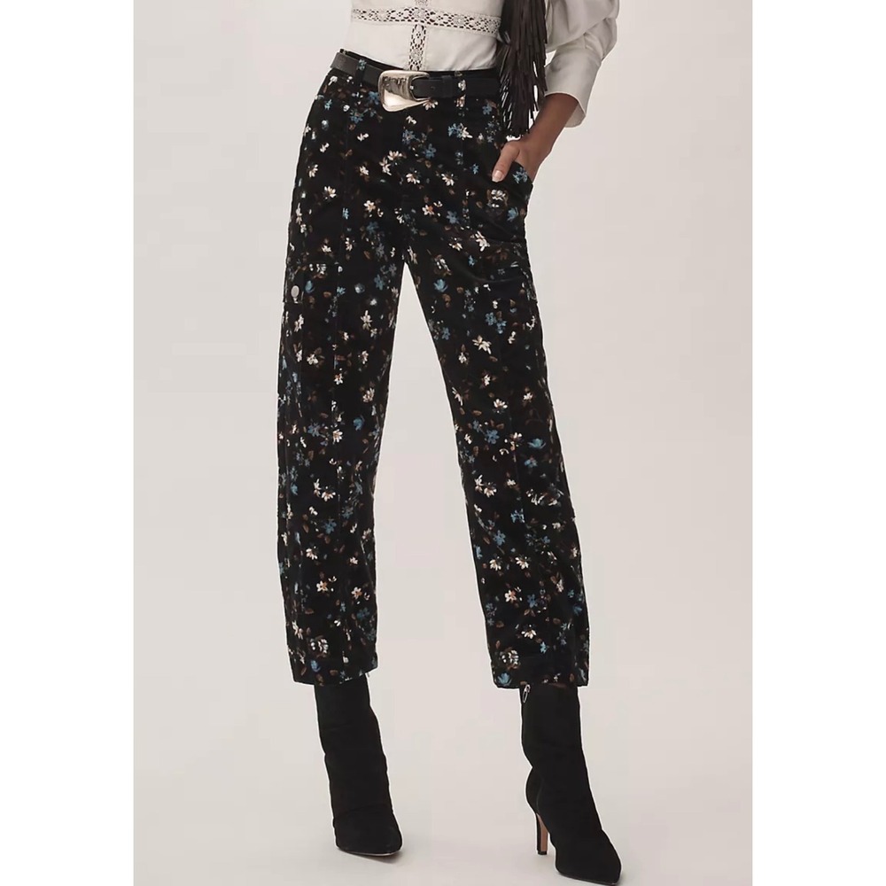 Anthropologie women's 0 Carson utility barrel pants corduroy floral cargo